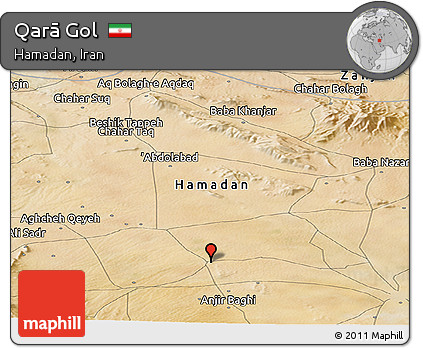 Satellite Panoramic Map of Qarā Gol