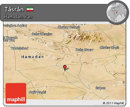 Satellite Panoramic Map of Ţāsrān