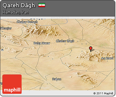 Satellite Panoramic Map of Qareh Dāgh