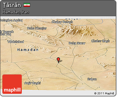 Satellite Panoramic Map of Ţāsrān