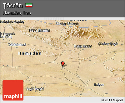Satellite Panoramic Map of Ţāsrān