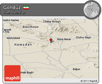 Shaded Relief Panoramic Map of Gondūz