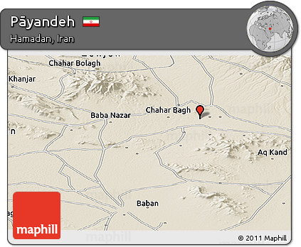 Shaded Relief Panoramic Map of Pāyandeh