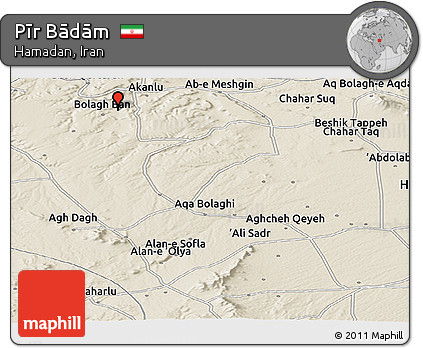 Shaded Relief Panoramic Map of Pīr Bādām