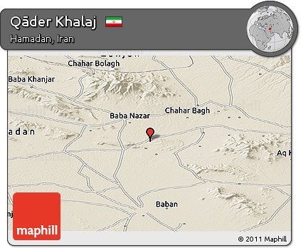 Shaded Relief Panoramic Map of Qāder Khalaj