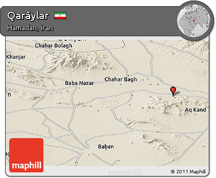Shaded Relief Panoramic Map of Qarāylar