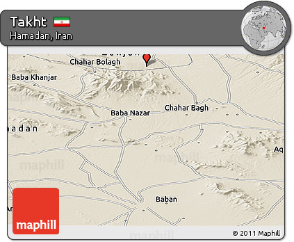 Shaded Relief Panoramic Map of Takht