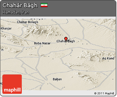 Shaded Relief Panoramic Map of Chahār Bāgh