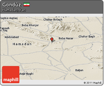 Shaded Relief Panoramic Map of Gondūz