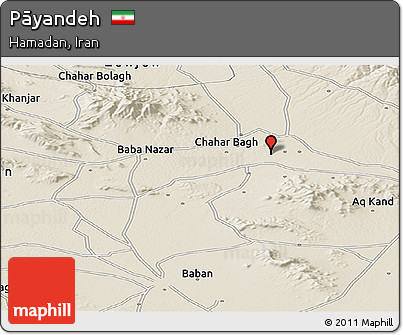 Shaded Relief Panoramic Map of Pāyandeh