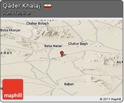 Shaded Relief Panoramic Map of Qāder Khalaj