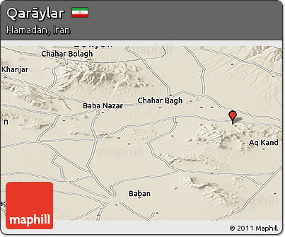 Shaded Relief Panoramic Map of Qarāylar