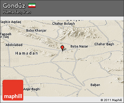 Shaded Relief Panoramic Map of Gondūz