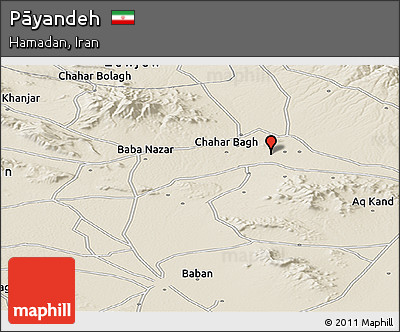 Shaded Relief Panoramic Map of Pāyandeh