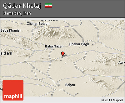 Shaded Relief Panoramic Map of Qāder Khalaj