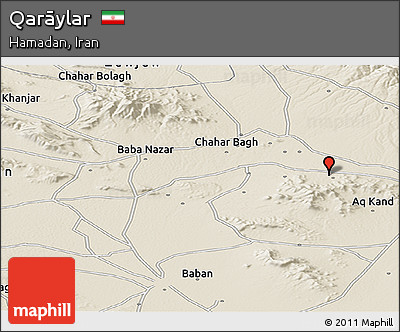 Shaded Relief Panoramic Map of Qarāylar