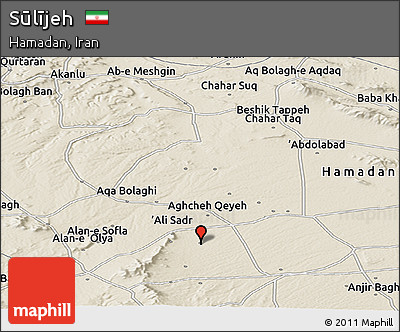 Shaded Relief Panoramic Map of Sūlījeh