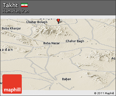 Shaded Relief Panoramic Map of Takht