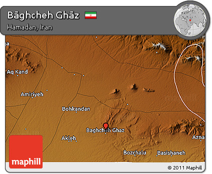 Physical 3D Map of Bāghcheh Ghāz