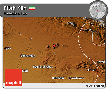 Physical 3D Map of Pīleh Kān