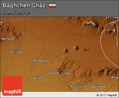 Physical 3D Map of Bāghcheh Ghāz