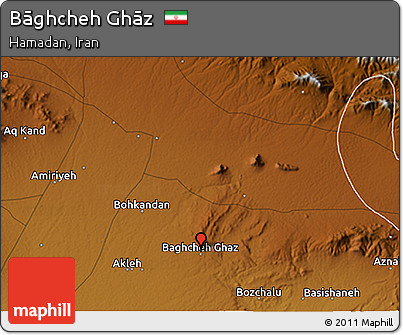 Physical 3D Map of Bāghcheh Ghāz