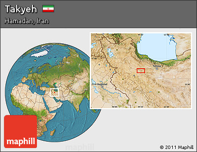 Satellite Location Map of Takyeh