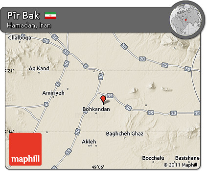 Shaded Relief Map of Pīr Bak