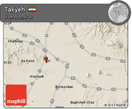 Shaded Relief Map of Takyeh