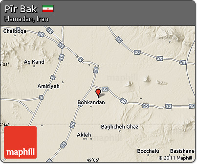 Shaded Relief Map of Pīr Bak