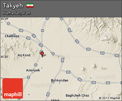 Shaded Relief Map of Takyeh