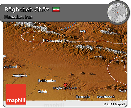 Physical Panoramic Map of Bāghcheh Ghāz