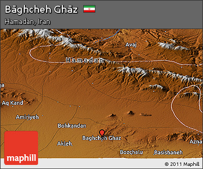 Physical Panoramic Map of Bāghcheh Ghāz