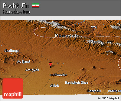 Physical Panoramic Map of Posht Jīn
