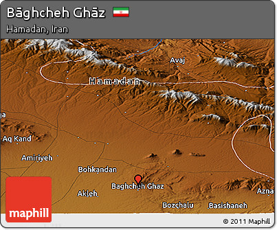 Physical Panoramic Map of Bāghcheh Ghāz
