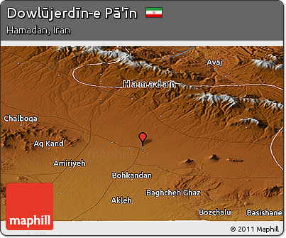 Physical Panoramic Map of Dowlūjerdīn-e Pā'īn