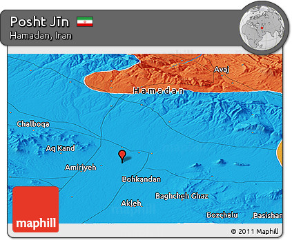 Political Panoramic Map of Posht Jīn
