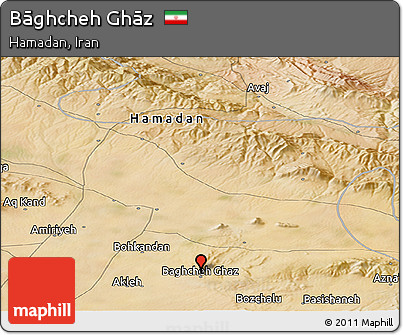Satellite Panoramic Map of Bāghcheh Ghāz