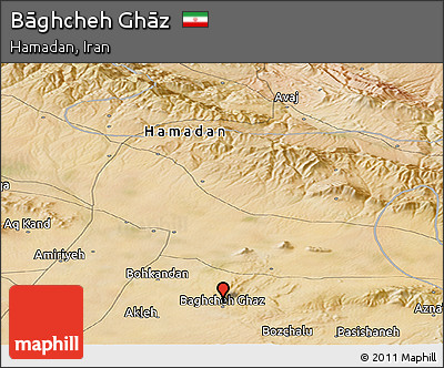 Satellite Panoramic Map of Bāghcheh Ghāz