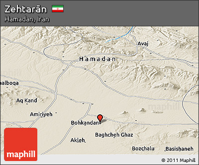 Shaded Relief Panoramic Map of Zehtarān