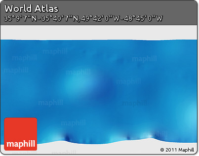 Physical 3D Map of the Area around 35° 24' 37" N, 49° 13' 30" W
