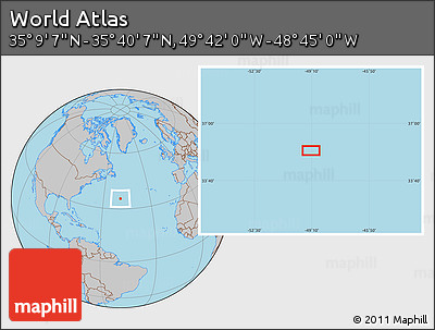 Gray Location Map of the Area around 35° 24' 37" N, 49° 13' 30" W