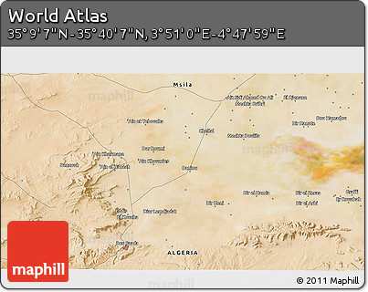 Satellite 3D Map of the Area around 35° 24' 37" N, 4° 19' 30" E