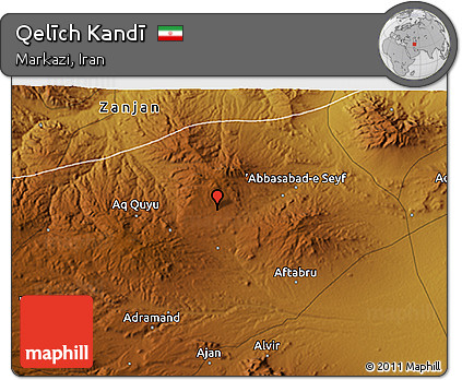 Physical 3D Map of Qelīch Kandī