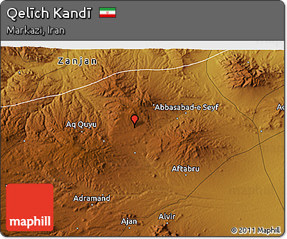 Physical 3D Map of Qelīch Kandī