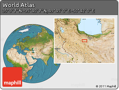 Satellite Location Map of the Area around 35° 24' 37" N, 50° 13' 30" E