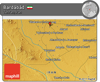 Physical 3D Map of Bardābād
