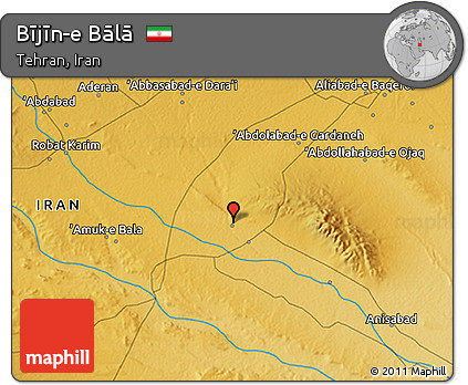 Physical 3D Map of Bījīn-e Bālā
