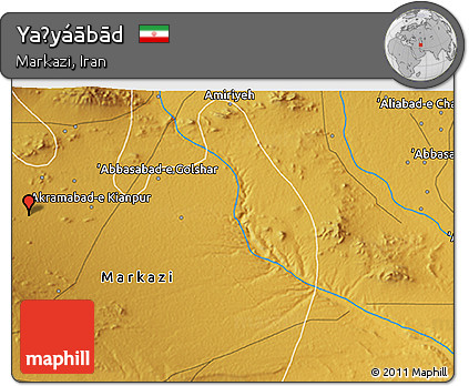 Physical 3D Map of Yaḩyáābād