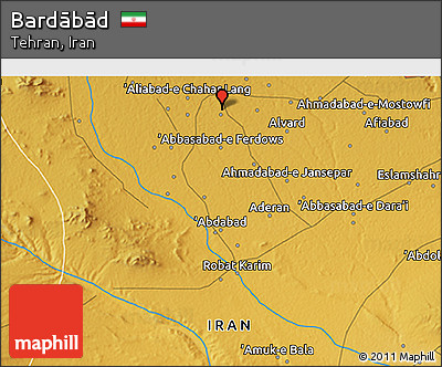 Physical 3D Map of Bardābād